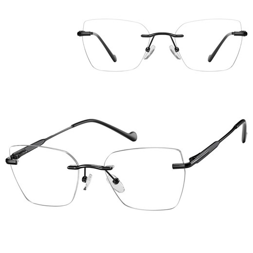 Bezramkowe oprawki korekcyjne okulary zerówki patentki na teleskopach 872C czarny ze sklepu Stylion w kategorii Oprawki do okularów damskie - zdjęcie 185966747