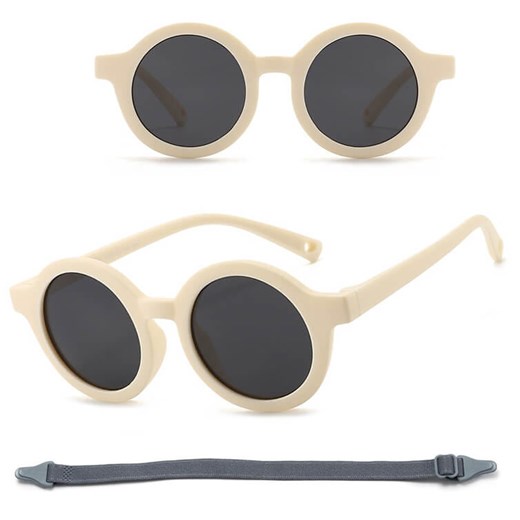 Dziecięce 0-2 lata gumowe okulary przeciwsłoneczne polaryzacyjne z gumką POL-JR-73A kremowe ze sklepu Stylion w kategorii Oprawki do okularów męskich - zdjęcie 185966827