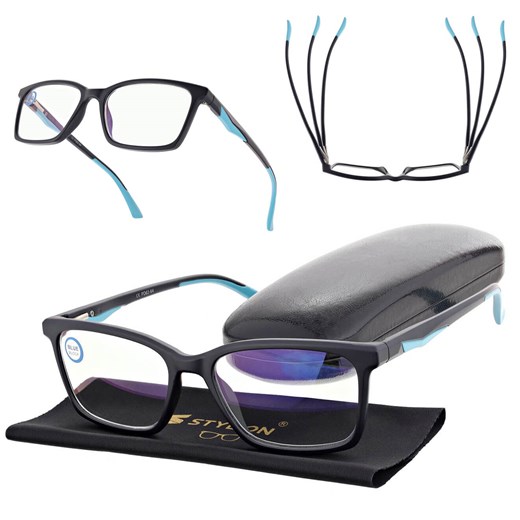 Męskie okulary +1.50 do czytania i komputera Blue Light ST338 czarne ze sklepu Stylion w kategorii Okulary korekcyjne męskie - zdjęcie 185966845