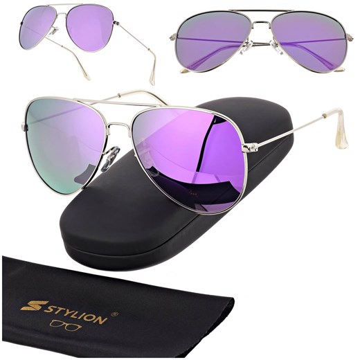 Okulary przeciwsłoneczne z polaryzacją pilotki POL-3026K srebrny/fiolet ze sklepu Stylion w kategorii Okulary przeciwsłoneczne damskie - zdjęcie 185966867