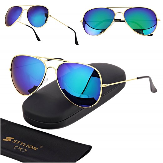Okulary przeciwsłoneczne z polaryzacją pilotki POL-3026L złoty/zielony ze sklepu Stylion w kategorii Okulary przeciwsłoneczne męskie - zdjęcie 185966869