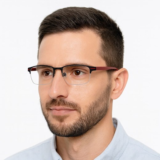 Męskie okulary +3.50 do czytania i komputera Blue Light+Antyrefleks STL281 czarny/czerwony ze sklepu Stylion w kategorii Okulary korekcyjne męskie - zdjęcie 185966877