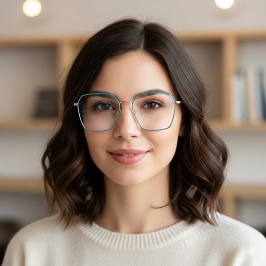 Damskie okulary PREMIUM zerówki Blue Light+Antyrefleks STL285 złoty/zielony ze sklepu Stylion w kategorii Oprawki do okularów damskie - zdjęcie 185966878
