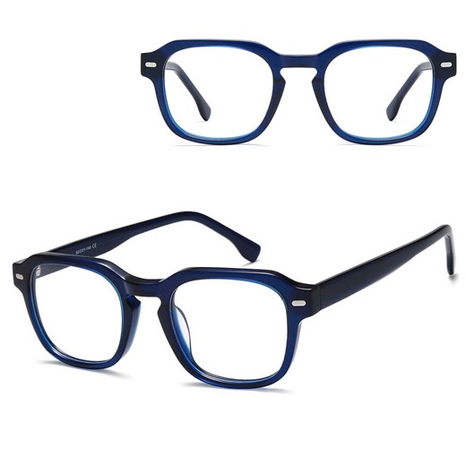 Okulary acetatowe oprawki korekcyjne zerówki kwadratowe AC380C granatowe ze sklepu Stylion w kategorii Oprawki do okularów damskie - zdjęcie 185966905