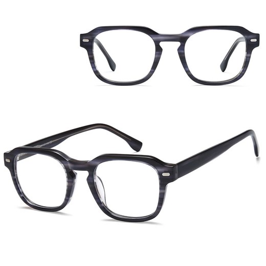 Okulary acetatowe oprawki korekcyjne zerówki kwadratowe AC380D szary/czarny ze sklepu Stylion w kategorii Oprawki do okularów damskie - zdjęcie 185966906