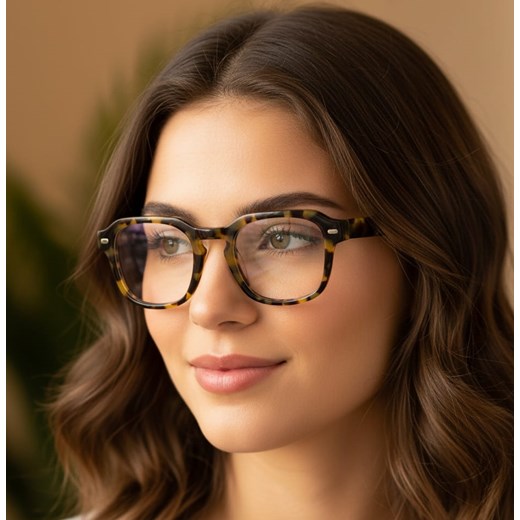 Okulary acetatowe oprawki korekcyjne zerówki kwadratowe AC380A szylkret ze sklepu Stylion w kategorii Oprawki do okularów damskie - zdjęcie 185966909