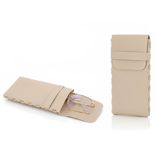 Pokrowiec na okulary zamykany na klapkę ET-135D kremowy ze sklepu Stylion w kategorii Etui - zdjęcie 185966946