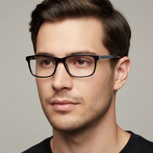 Okulary zerówki acetatowe oprawki korekcyjne prostokątne AC399A czarne ze sklepu Stylion w kategorii Okulary zerówki męskie - zdjęcie 185966957