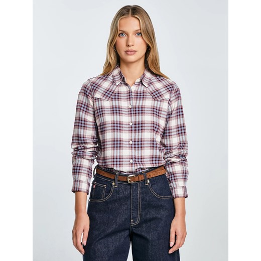 Koszula damska flanelowa z w kratę niebiesko-bordowa Dreni 401 ze sklepu Big Star w kategorii Koszule damskie - zdjęcie 185967707