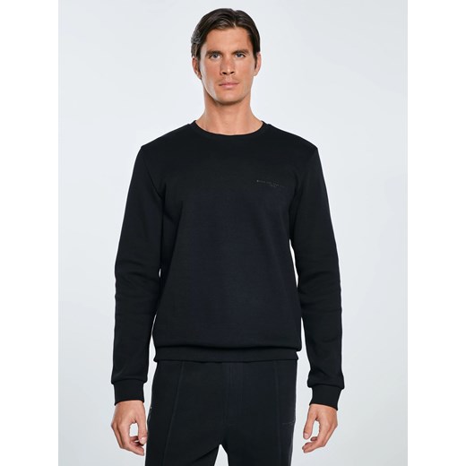 Bluza męska ze splotem pique czarna Wiler 906 ze sklepu Big Star w kategorii Bluzy męskie - zdjęcie 185967867