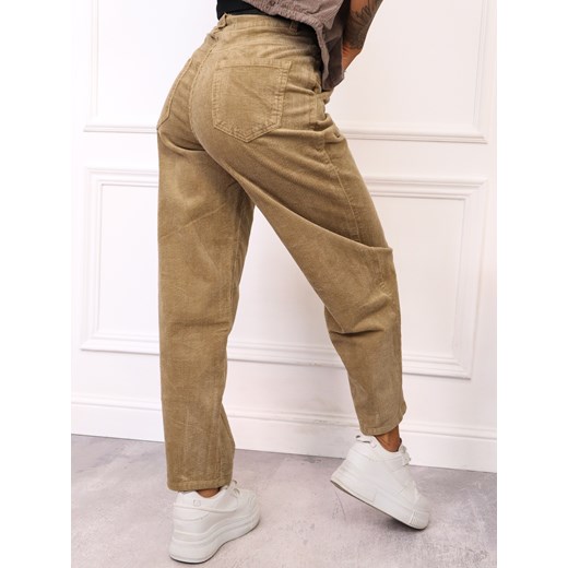 SPODNIE SZTRUKSOWE MOM FIT Z PRZESZYCIAMI NA DOLE NOGAWEK+ PASEK Olika M olika.com.pl