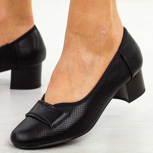 Czarne czółenka damskie na obcasie M.Daszyński Sa233-9 ze sklepu suzana.pl w kategorii Czółenka - zdjęcie 185971055