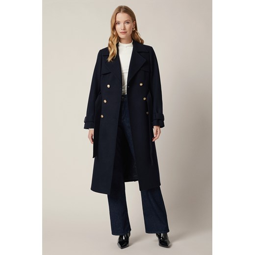Płaszcz Granatowy z Wełną Dwurzędowy Damski Eloria Lancerto 40 Lancerto S.A.