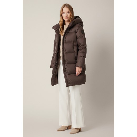 Kurtka Puchowa Brązowa z Kapturem Gregoria ze sklepu Lancerto S.A. w kategorii Kurtki i płaszcze damskie - zdjęcie 185972917