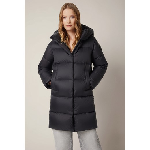 Kurtka Puchowa Czarna z Kapturem Gregoria ze sklepu Lancerto S.A. w kategorii Kurtki i płaszcze damskie - zdjęcie 185972918