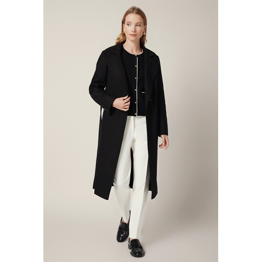 Płaszcz Czarny z Wełną Wiązany Damski Velora ze sklepu Lancerto S.A. w kategorii Płaszcze damskie - zdjęcie 185972949