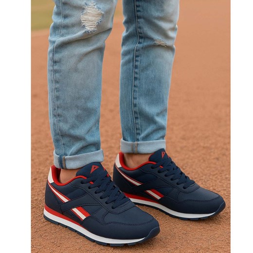 Sportowe granatowo czerwone buty chłopięce /G11-1 16757 T389/ ze sklepu Pantofelek24.pl w kategorii Buty sportowe męskie - zdjęcie 185987106