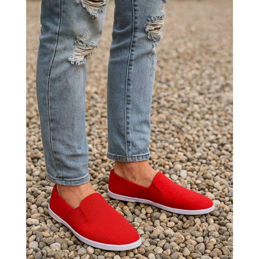 Czerwone wsuwane trampki tenisówki męskie /G4-3 12472 T007/ ze sklepu Pantofelek24.pl w kategorii Trampki męskie - zdjęcie 185987208