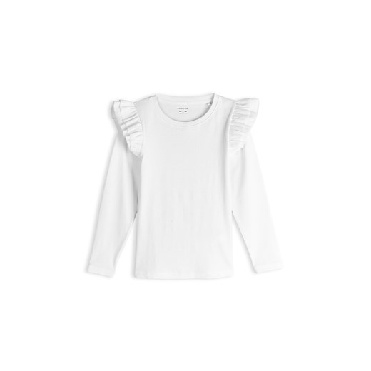 GATE Prążkowana, bawełniana koszulka z falbankami 3Y ze sklepu gateshop w kategorii Bluzki dziewczęce - zdjęcie 185989655