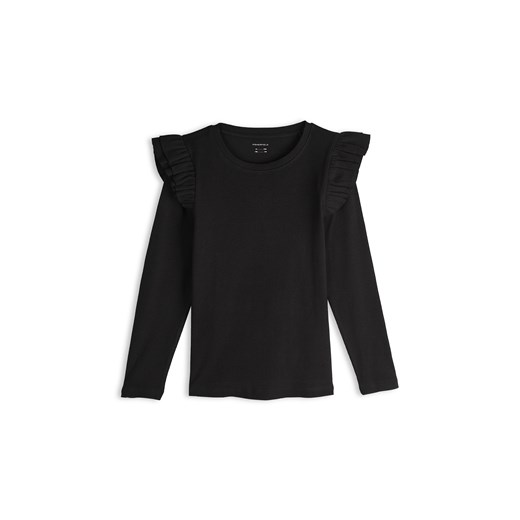 GATE Prążkowana, bawełniana koszulka z falbankami 3Y ze sklepu gateshop w kategorii Bluzki dziewczęce - zdjęcie 185989676