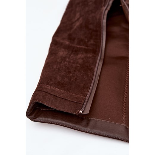 Damskie Kozaki Na Koturnie Pasek I Srebrny Detal Czekoladowe Korivelle Boto 41 ZAZOO