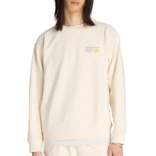 Bluza męska New Balance MT41547PEF - beżowa ze sklepu streetstyle24.pl w kategorii Bluzy męskie - zdjęcie 185994528