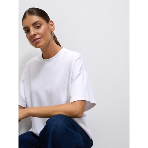 Mohito - Biały t-shirt basic - biały ze sklepu Mohito w kategorii Bluzki damskie - zdjęcie 185996185