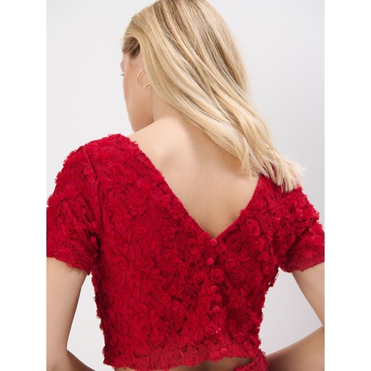 Mohito - Koronkowa bluzka - czerwony Mohito XS promocja Mohito