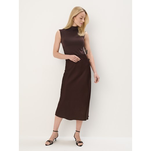 Mohito - Satynowa spódnica midi z wiskozy - ciemnobrązowy - id: 670GM-89X - marki Mohito - 185996888 Mohito - Satynowa spódnica midi z wiskozy - ciemnobrązowy ze sklepu Mohito w kategorii Spódnice - zdjęcie 185996888