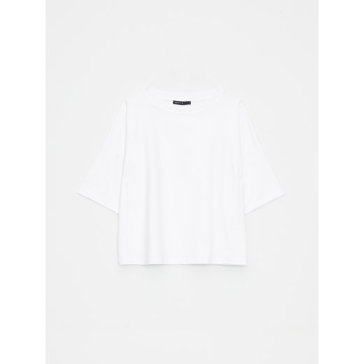 Mohito - Bawełniany t-shirt - biały ze sklepu Mohito w kategorii Bluzki damskie - zdjęcie 185997006