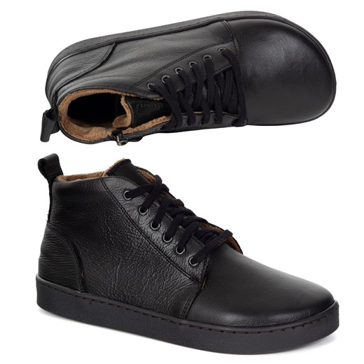 Buty damskie zimowe barefoot skórzane Z-B04 czarne ze sklepu butyolivier w kategorii Botki - zdjęcie 185997348