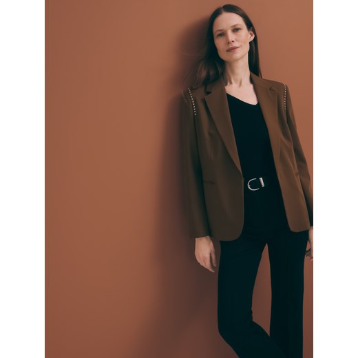 Reserved - Marynarka z domieszką wełny - brązowy Reserved XS okazyjna cena Reserved