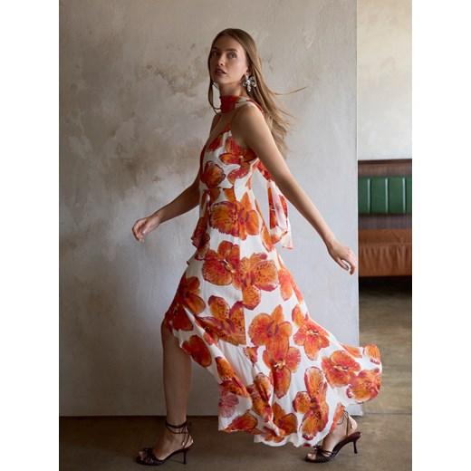 Reserved - Wzorzysta sukienka z szarfą - wielobarwny ze sklepu Reserved w kategorii Sukienki - zdjęcie 185999457