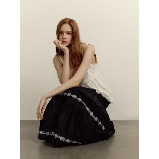 Reserved - Spódnica maxi z ozdobnym haftem - czarny ze sklepu Reserved w kategorii Spódnice - zdjęcie 186000255