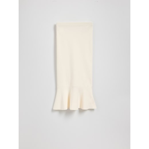 Reserved - Spódnica midi z baskinką - kremowy ze sklepu Reserved w kategorii Spódnice - zdjęcie 186000376