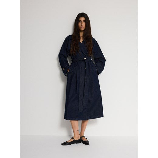 Reserved - Jeansowy trencz - granatowy ze sklepu Reserved w kategorii Płaszcze damskie - zdjęcie 186000639