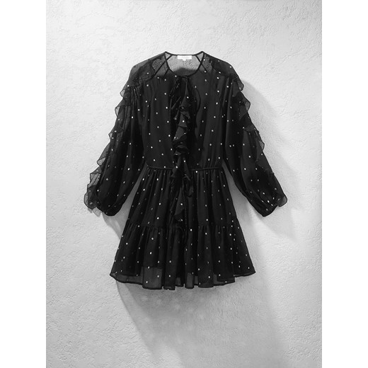 Reserved - Sukienka mini z falbanką - czarny Reserved XS wyprzedaż Reserved