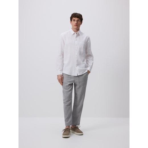 Reserved - Spodnie carrot z lnem - ciemnoszary ze sklepu Reserved w kategorii Spodnie męskie - zdjęcie 186001149