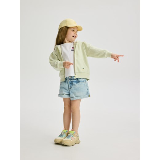 Reserved - Bawełniana bluza z haftem - jasnozielony ze sklepu Reserved w kategorii Bluzy dziewczęce - zdjęcie 186001215