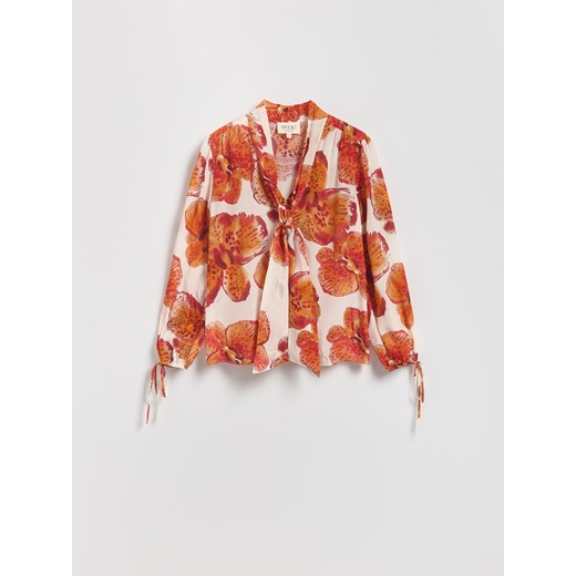 Reserved - Wiskozowa koszula z wiązaniem - wielobarwny ze sklepu Reserved w kategorii Koszule damskie - zdjęcie 186001379