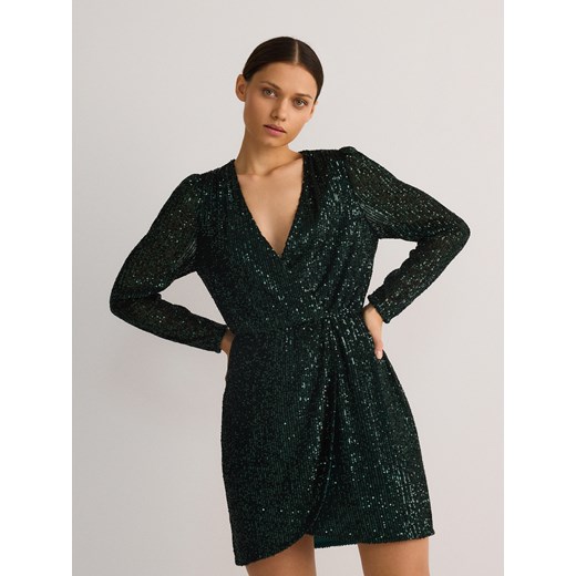 Reserved - Sukienka z cekinami - zielony ze sklepu Reserved w kategorii Sukienki - zdjęcie 186001857