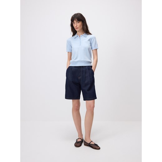 Reserved - Sweter polo z wiskozą - jasnoniebieski Reserved XL okazja Reserved