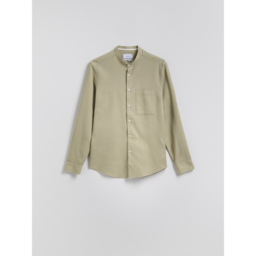 Reserved - Koszula slim fit ze stójką - oliwkowy ze sklepu Reserved w kategorii Koszule męskie - zdjęcie 186002098