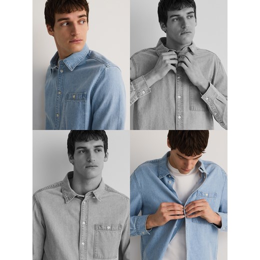 Reserved - Jeansowa koszula regular fit - niebieski ze sklepu Reserved w kategorii Koszule męskie - zdjęcie 186002317