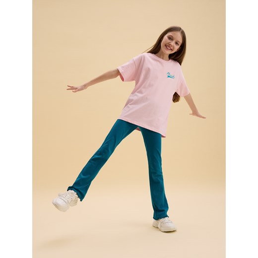 Reserved - Spodnie flare z nadrukiem - morski ze sklepu Reserved w kategorii Spodnie dziewczęce - zdjęcie 186002349