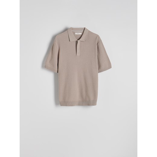 Reserved - Strukturalny sweter polo - beżowy Reserved XL promocyjna cena Reserved