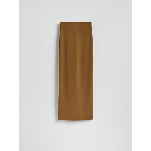 Reserved - Dzianinowa spódnica z wiskozą - brązowy ze sklepu Reserved w kategorii Spódnice - zdjęcie 186003205