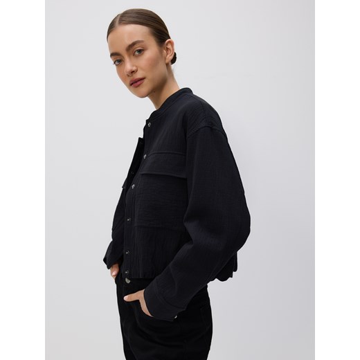 Reserved - Bawełniana kurtka bomberka - czarny ze sklepu Reserved w kategorii Kurtki damskie - zdjęcie 186003699