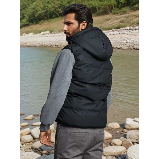 Sinsay - Pikowana kamizelka z kapturem - czarny Sinsay 2XL Sinsay