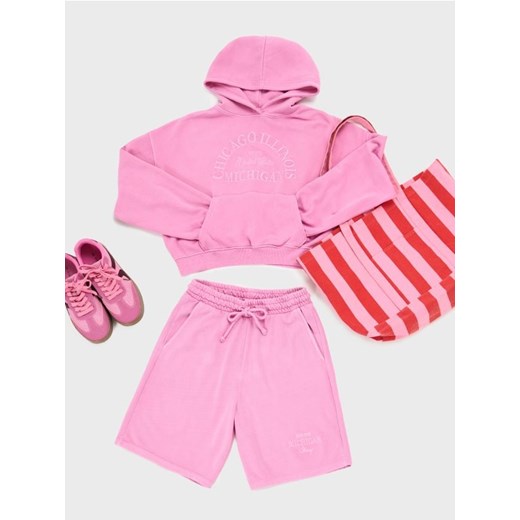 Sinsay - Bluza hoodie z haftowanym napisem - różowy ze sklepu Sinsay w kategorii Bluzy damskie - zdjęcie 186004245